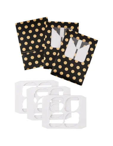 Set 3 cajas para 4 cupcakes lunares dorados