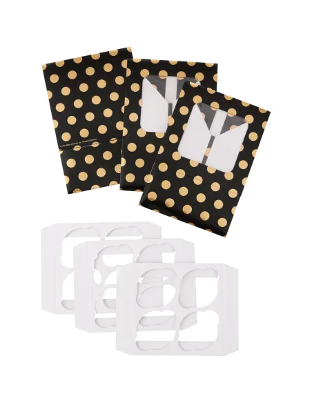 Set 3 cajas para 4 cupcakes lunares dorados