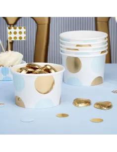 Cápsulas para presentar dulces lunares azul y dorado