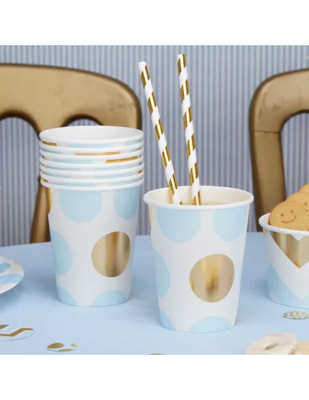 Set 8 vasos lunares azules y dorados