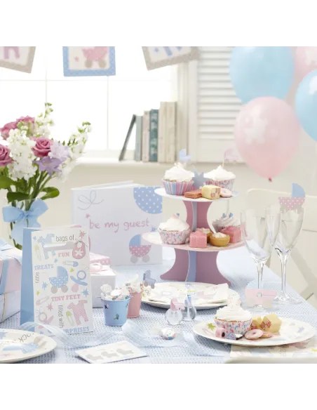 Set 20 toppers rosa y azul Tiny Feet