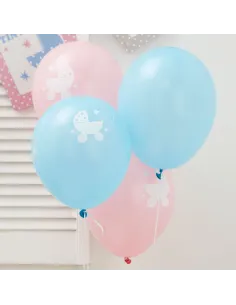 Set 8 globos azul y rosa Tiny Feet