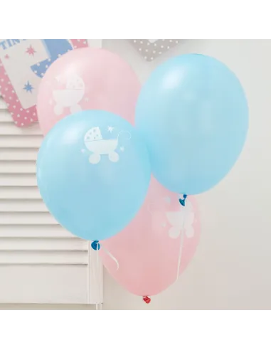 Set 8 globos azul y rosa Tiny Feet