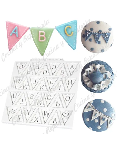 Molde silicona banderines con alfabeto Katy Sue