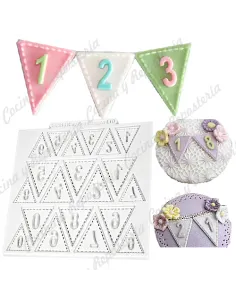 Molde silicona banderines con números Katy Sue