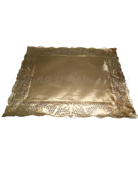 Blonda calada rectangular oro 35 x 42 cm