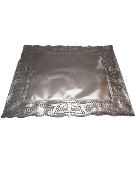 Blonda calada rectangular plata 40 x 50 cm