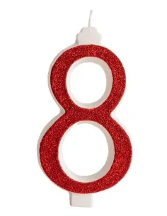 Vela gigante purpurina roja Nº 8