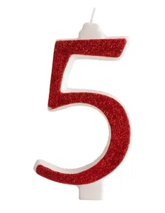 Vela gigante purpurina roja Nº 5