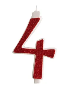 Vela gigante purpurina roja Nº 4