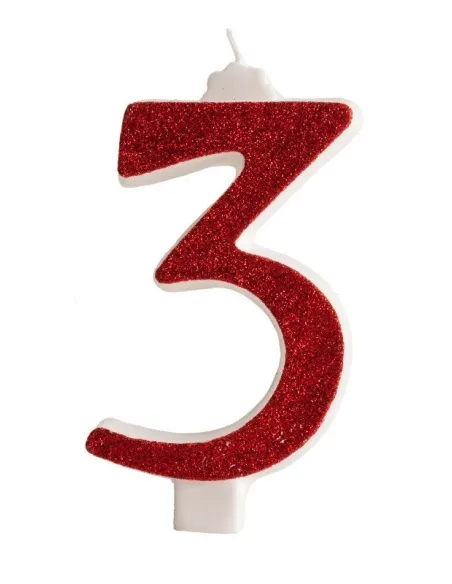 Vela gigante purpurina roja Nº 3