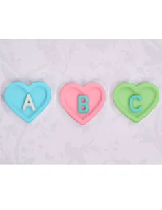 Molde silicona corazones con alfabeto Katy Sue 2