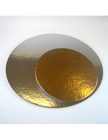 Base de cartón oro plata redondo 20 cm