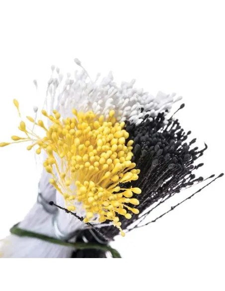 Set 864 estambres blancos, amarillos y negros Decora