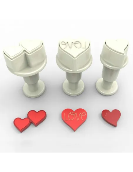 Set 3 mini cortadores con expulsor Corazones