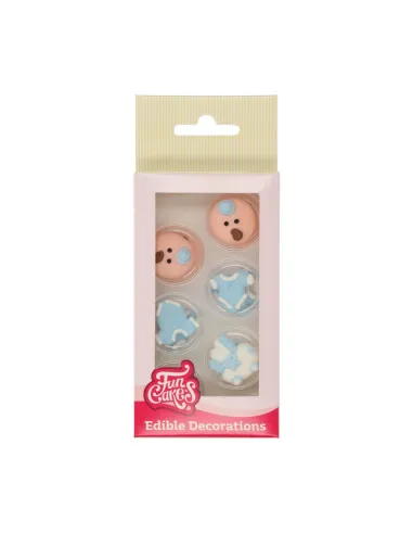 Set 12 decoraciones de azúcar Bebé azules Funcakes