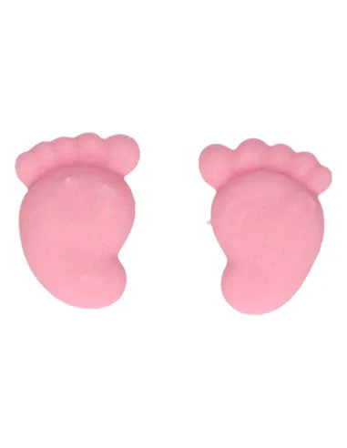 Set 16 decoraciones de azúcar Pies bebé rosa