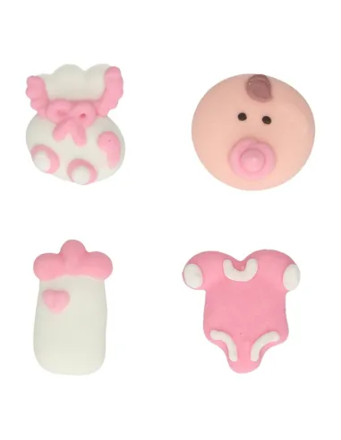 Set 16 decoraciones de azúcar rosa Funcakes