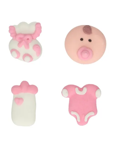 Set 16 decoraciones de azúcar rosa Funcakes