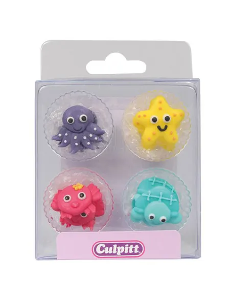 Set 12 decoraciones azúcar Animales marinos Culpitt