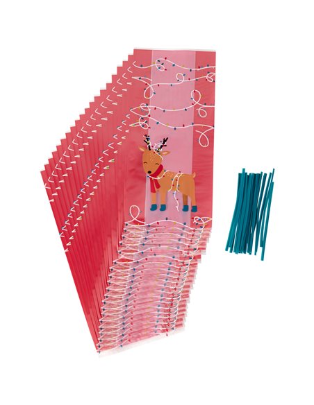 Set 20 bolsas Renos Navidad