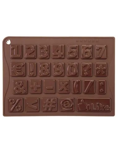 Molde silicona chocolate números y signos Pavoni