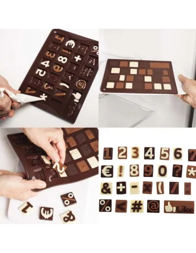 Molde silicona chocolate números y signos Pavoni