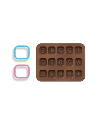 Molde silicona chocolate números y signos Tescoma