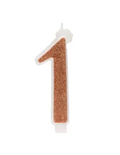 Vela gigante purpurina Rosa dorado Nº 1