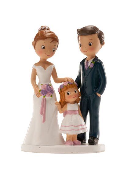 Figura novios con niña 16 cm