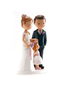 Figura novios con niña 16 cm 2