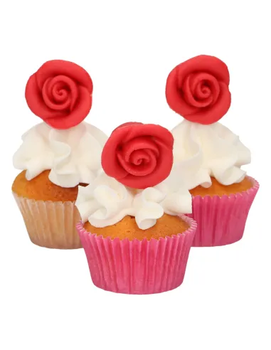 Set 6 Rosas mazapán rojas Funcakes
