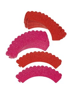 Set 24 envoltorios cupcakes purpurina rosa y roja Wilton 2
