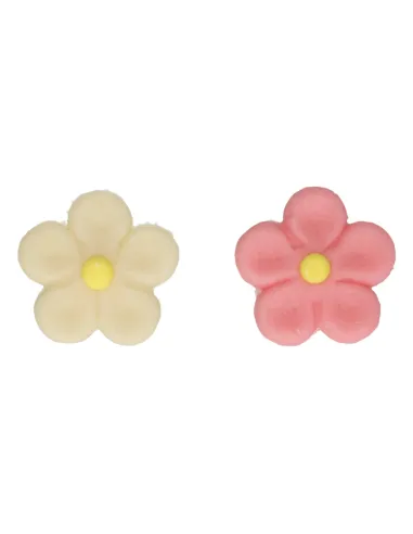 Set 12 Flores mazapán blanco y rosa Funcakes