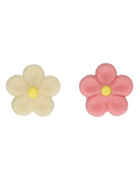 Set 12 Flores mazapán blanco y rosa Funcakes