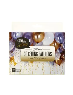Set 30 globos oro, plata y blancos