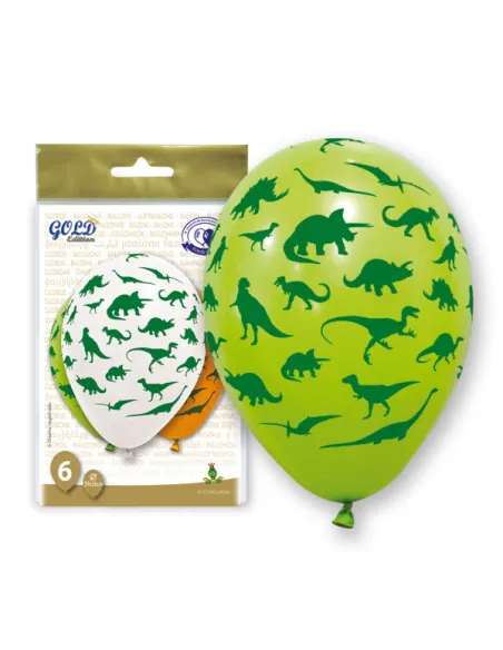 Set 6 globos Dinosaurio