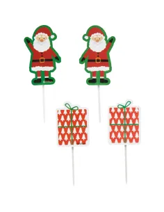 Set 12 toppers Papá Noel y Regalo Navidad Wilton