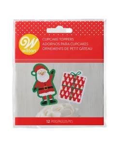 Set 12 toppers Papá Noel y Regalo Navidad Wilton 2