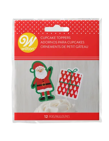 Set 12 toppers Papá Noel y Regalo Navidad Wilton