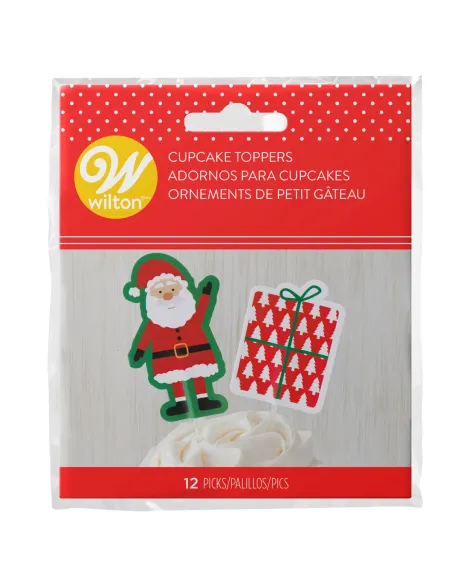 Set 12 toppers Papá Noel y Regalo Navidad Wilton