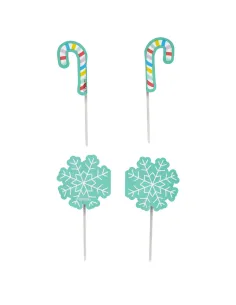 Set 12 toppersCopo de Nieve y Bastón de caramelo Navidad Wilton