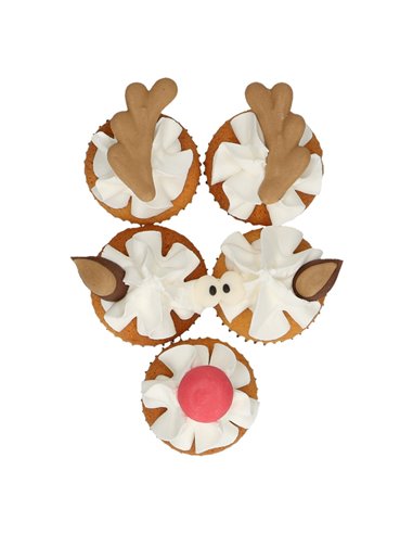 Set decoraciones azúcar Reno Rudolph Navidad Funcakes