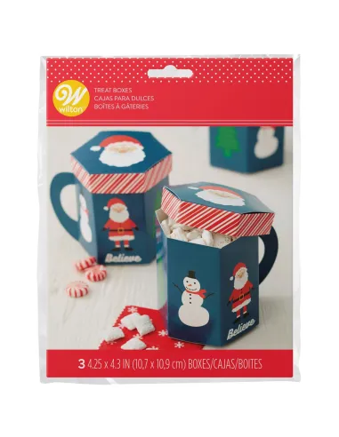 Set 3 cajas para dulces Taza tipo Mug Navidad Wilton