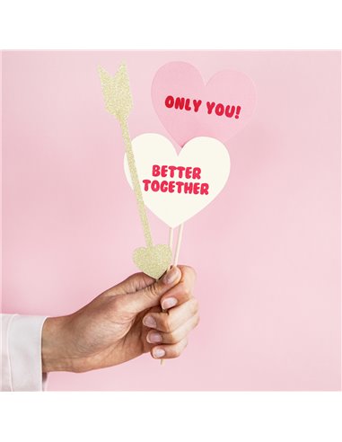 Set 6 toppers Corazones y Flechas PartyDeco