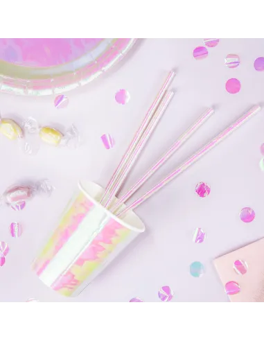 Set 10 pajitas de papel iridiscentes PartyDeco