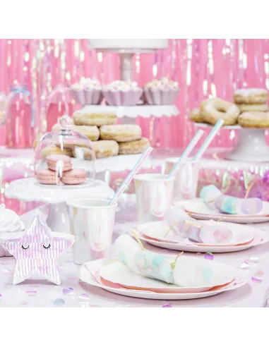 Set 10 pajitas de papel iridiscentes PartyDeco