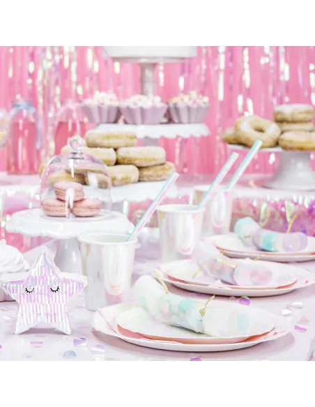 Set 10 pajitas de papel iridiscentes PartyDeco