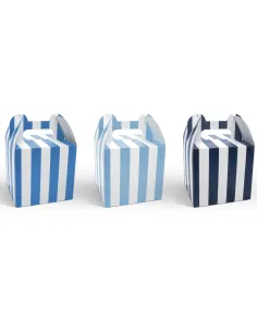 Set 6 cajas rayas azules y blancas PartyDeco