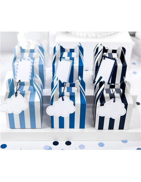 Set 6 cajas rayas azules y blancas PartyDeco